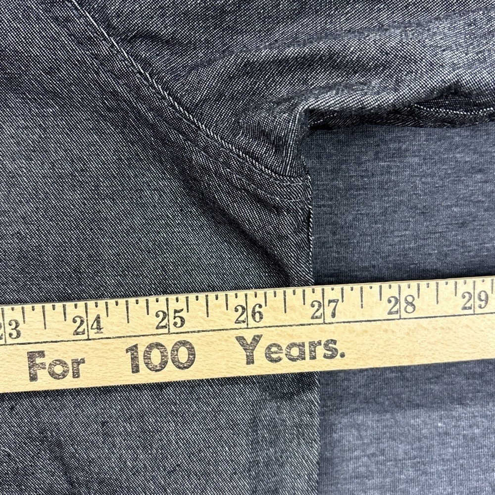 Wrangler Shirt Mens XL Flex Fit Chambray Charcoal Long Sleeve Workwear Outdoors - Picture 7 of 9